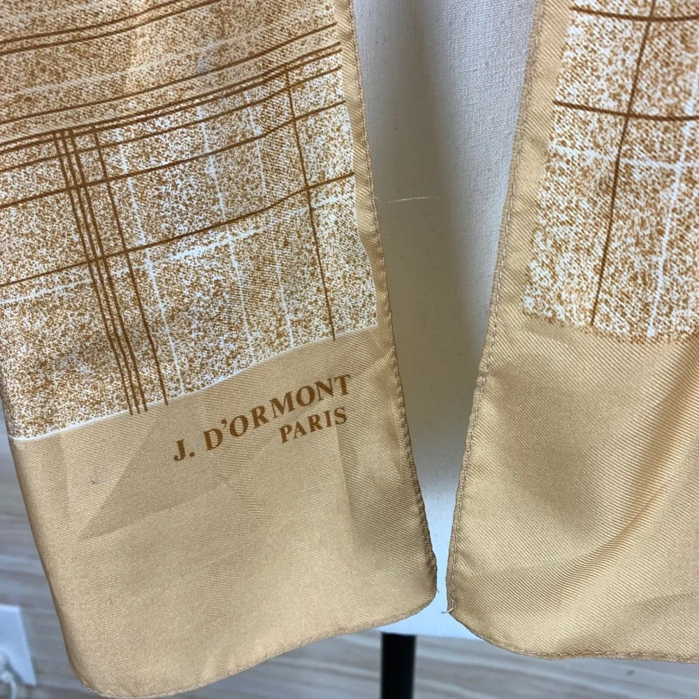 VTG J. D'Ormont Paris Scarf Womens OS Gold Plaid Polyester Rectangular Accessory